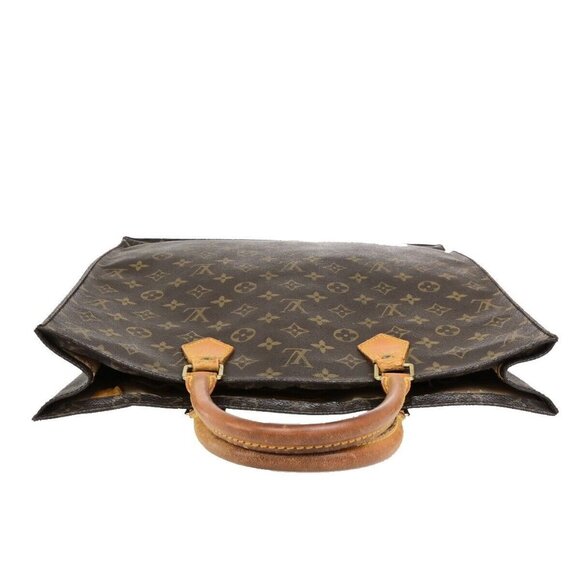 LOUIS VUITTON Logo Sac Plat Hand Tote Bag Monogram Leather Brown M51140 65ED899 - Picture 6 of 16